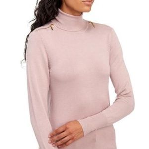 JOSEPH A. Zipper Shoulder Turtleneck Grey Rose